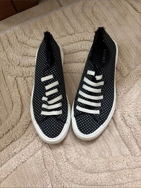 Rocket Dog Black Polka Dot Slip-On Sneakers with White Straps